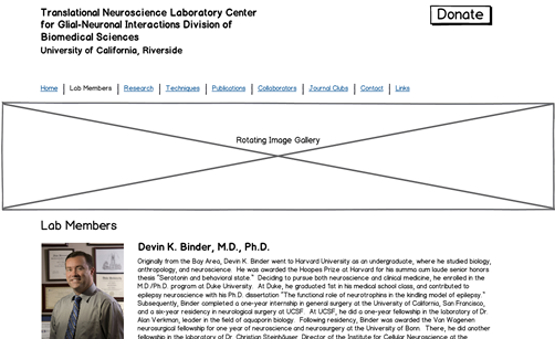 Translational wireframe for about page